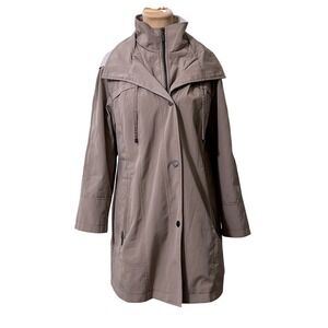 Coldwater Creek Hooded Trench Coat Small Tan Double Pocket Gorpcore Minimalist